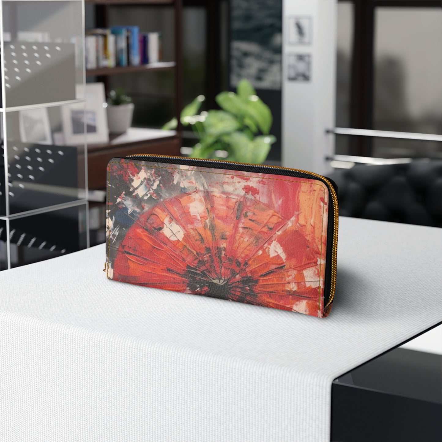 Abstract Japanese Umbrella Art Zipper Wallet: Where Art and Practicality Meet