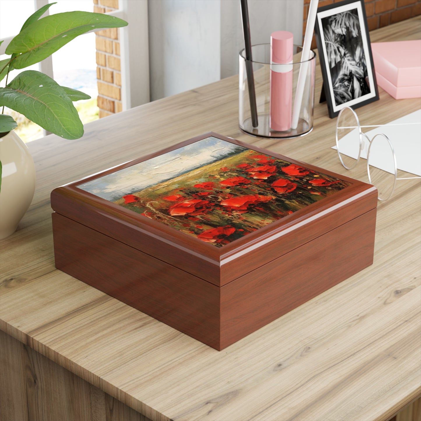 Abstract Poppy Fields: Jewelry Box for Artistic Inspiration