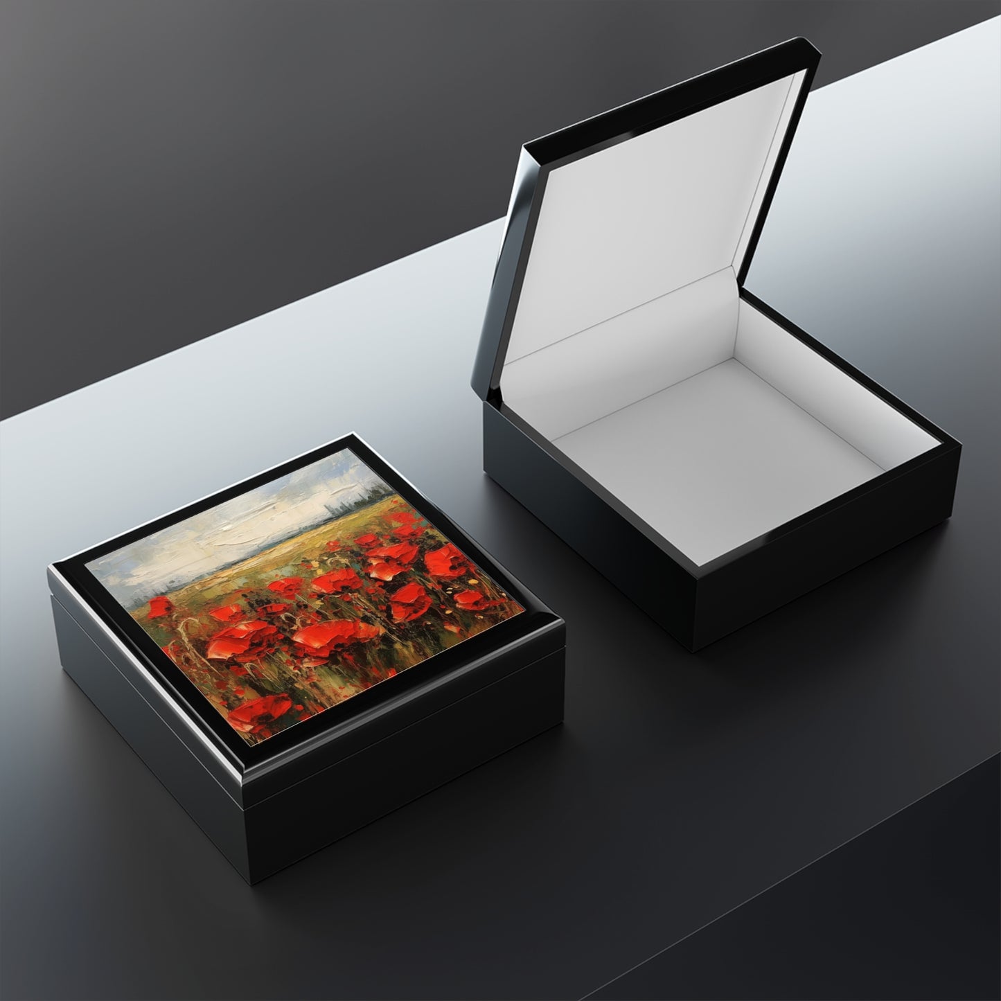 Abstract Poppy Fields: Jewelry Box for Artistic Inspiration