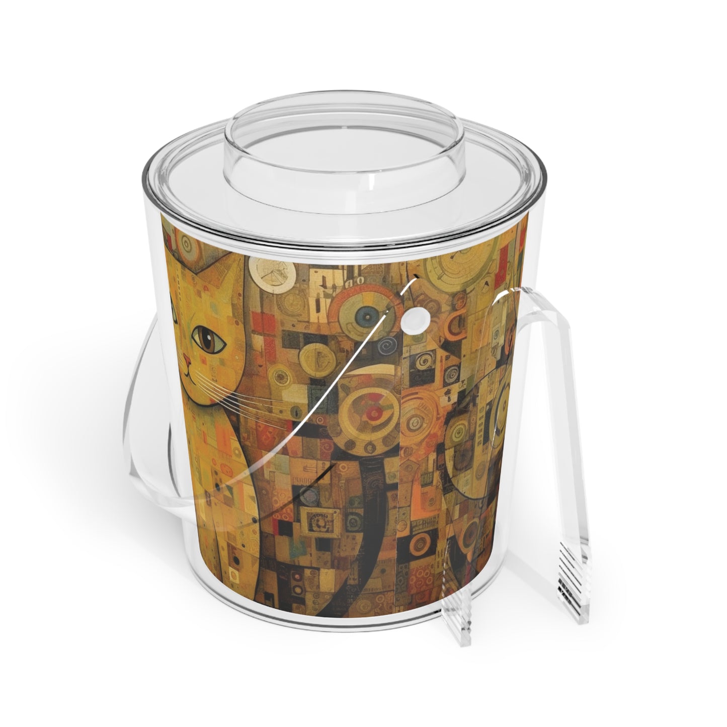 Expressions of Modernity: Klimt-Inspired Ice Bucket with Tongs
