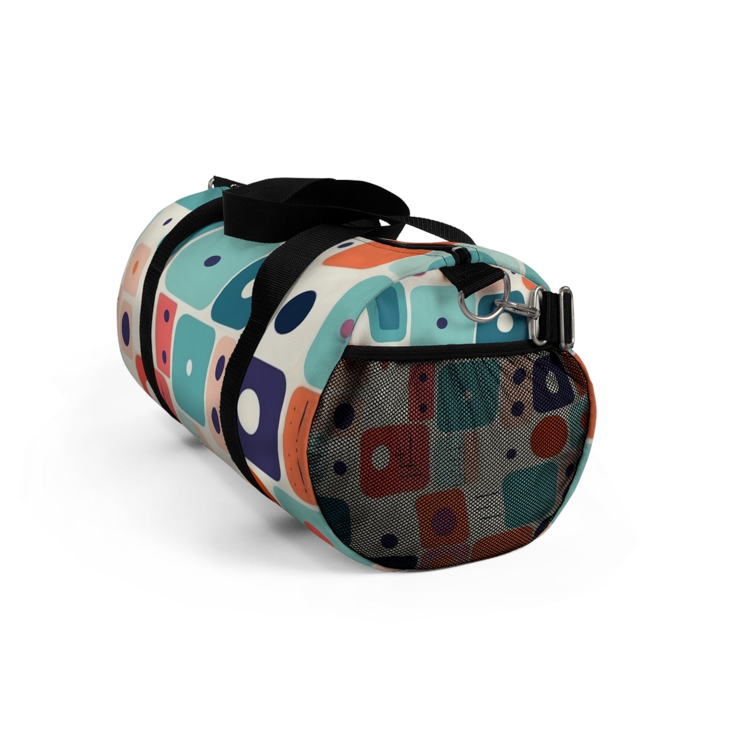 Retro Chic: Atomic Age-Inspired Duffel Bag with Midcentury Modern Design and 1960s Fashion