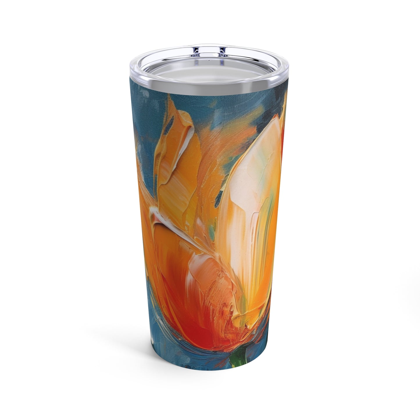 Orange Tulip Magic on Tumbler: A Blossoming Artistic Delight