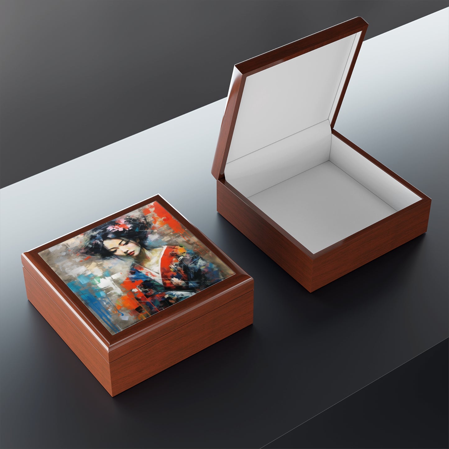 Jewelry Box with Geisha Art: Sip in Style with Japanese Artistic Flair