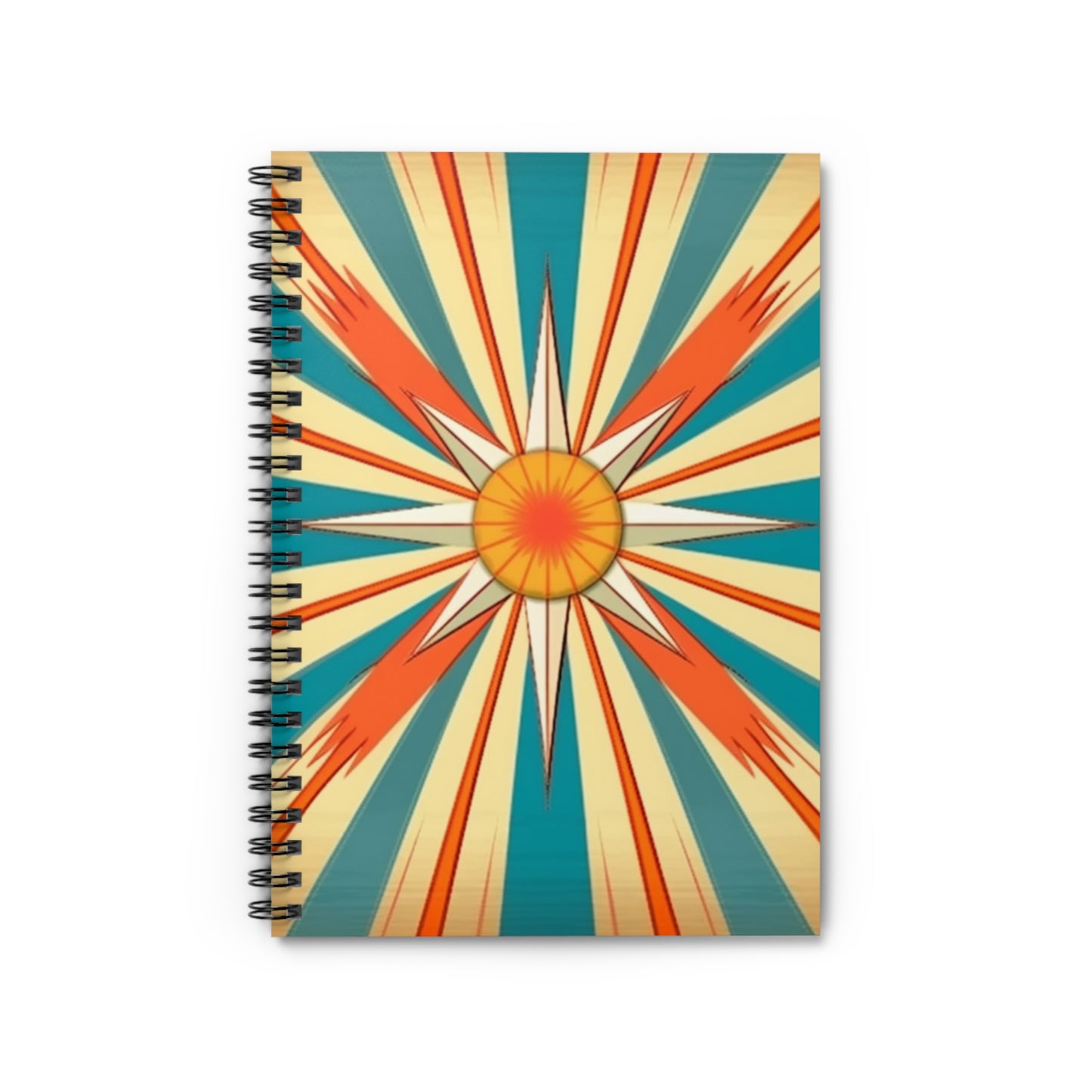 Vintage Chic: Starburst Candy Colored Spiral Notebook Ruled with Atomic Age Design