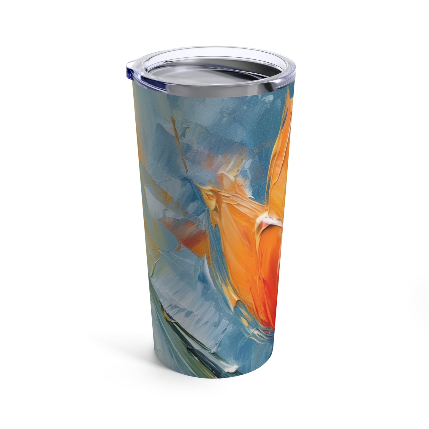 Orange Tulip Magic on Tumbler: A Blossoming Artistic Delight