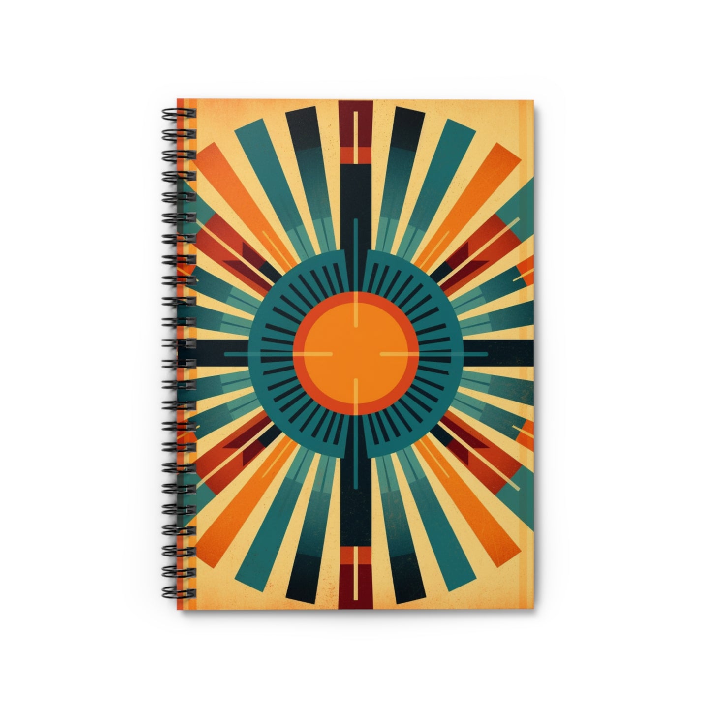 Vintage Radiance: Midcentury Modern Sun Spiral Notebook