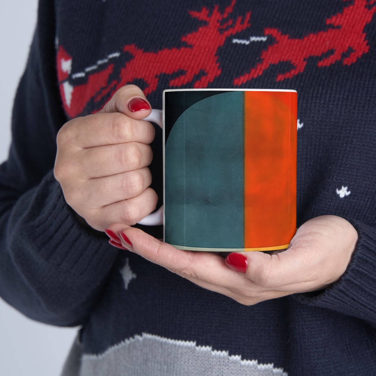 Sleek Geometric Style: Midcentury Modern Mug with Abstract Geometric Art