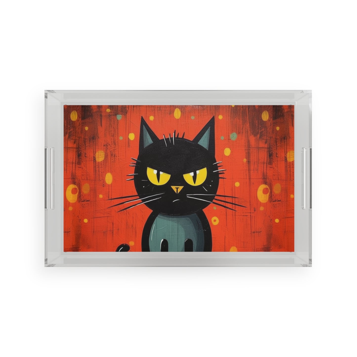 Fashionably Retro Feline: Midcentury Modern Acrylic Serving Tray with a Vintage Cat-Inspired Flair
