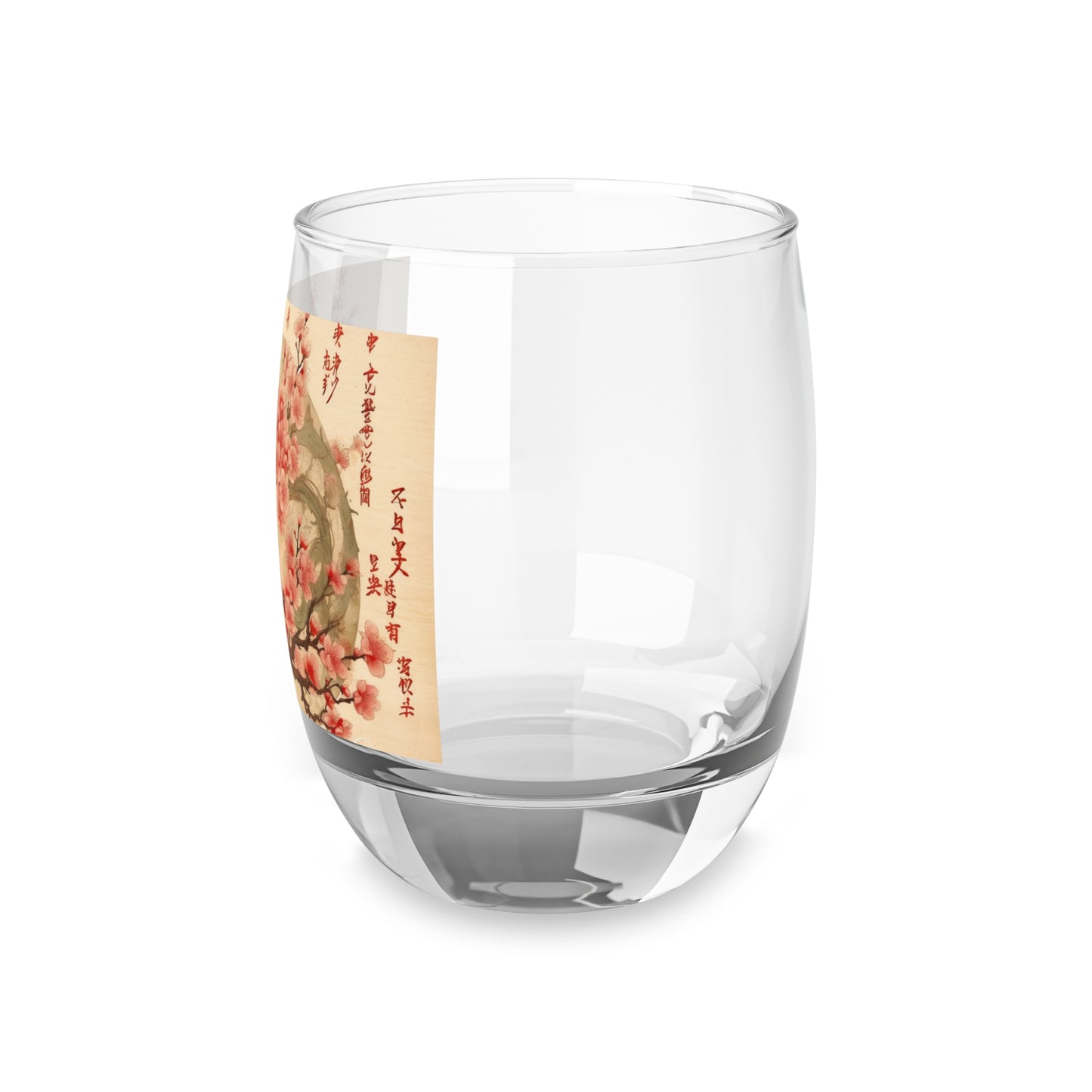 Whimsical Blossom Dreams: Whiskey Glass with Delightful Flower Drawings and Cherry Blossoms