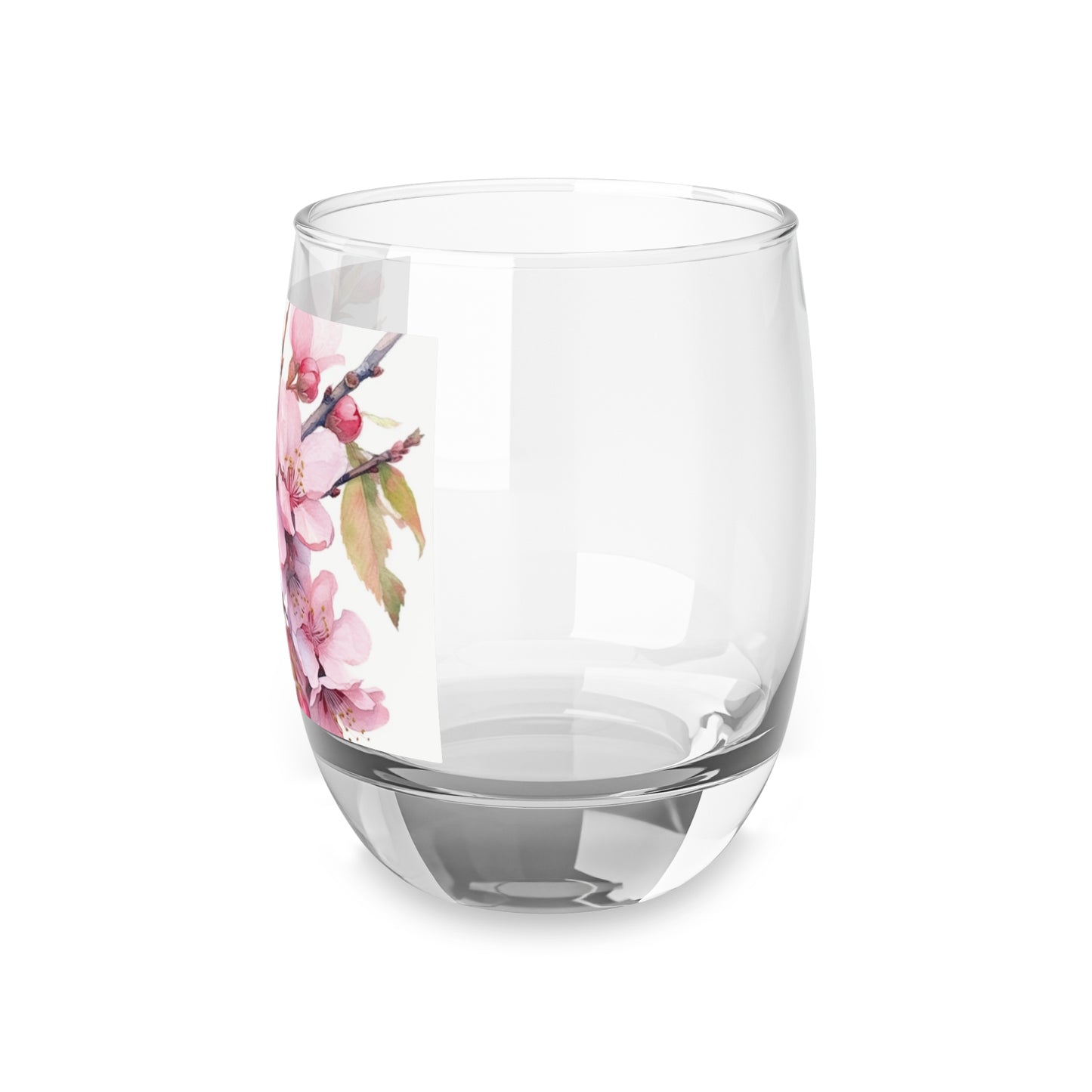Whimsical Delight: Watercolor Cherry Blossom Tree Whiskey Glass
