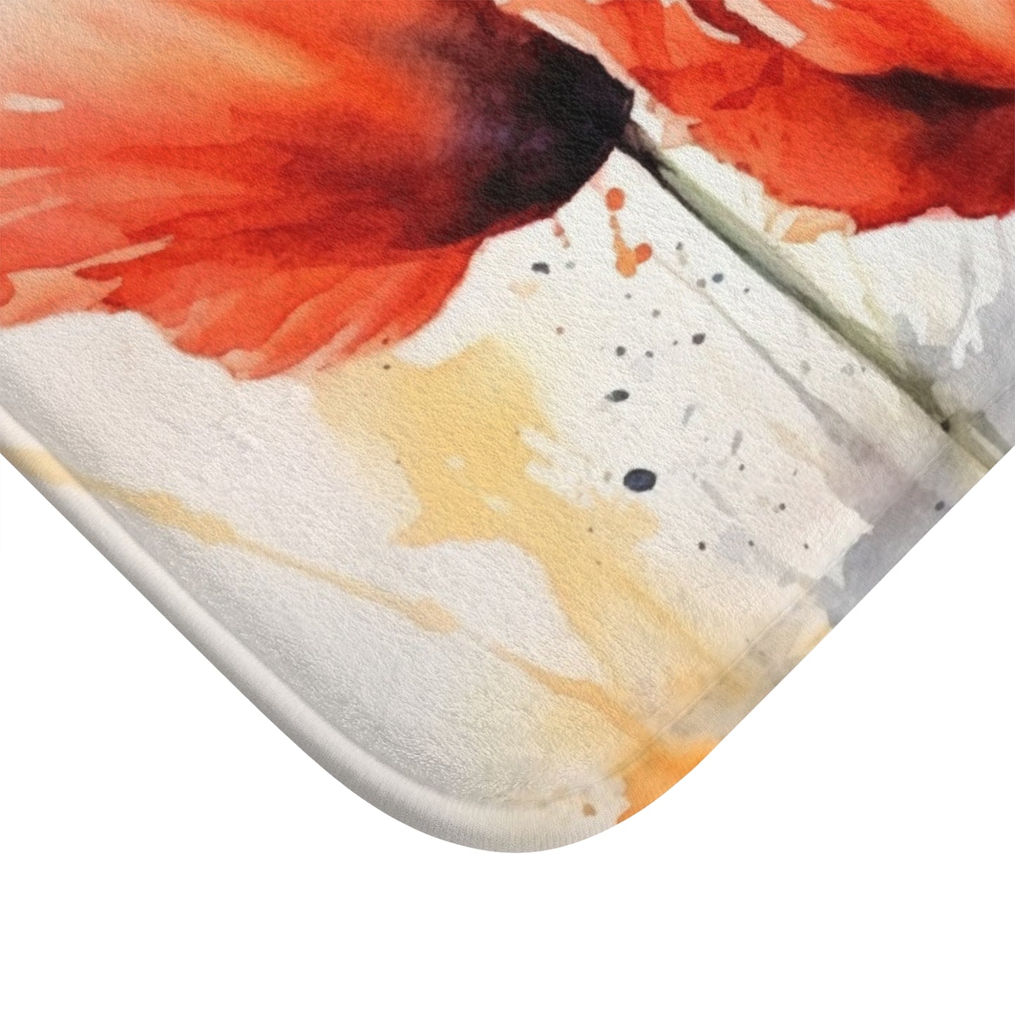 Whimsical Poppy Flower Watercolor Bathmat: An Artistic Delight