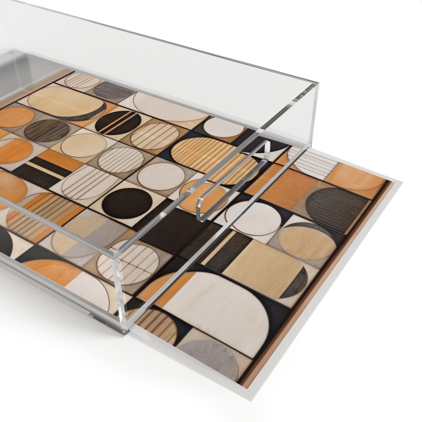 Mosaic Elegance: Acrylic Serving Tray Inspired by Circular Canvas Art