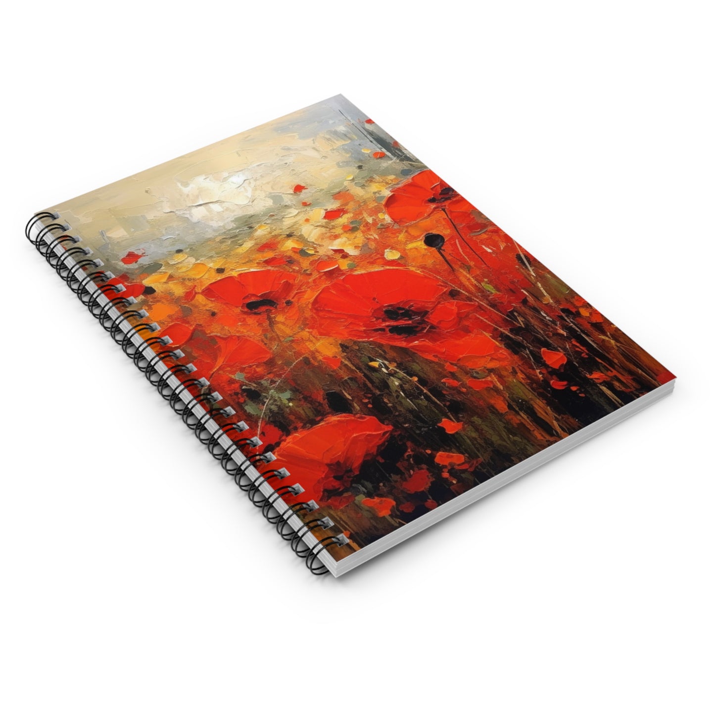 Whimsical Poppy Art on Spiral Notebook