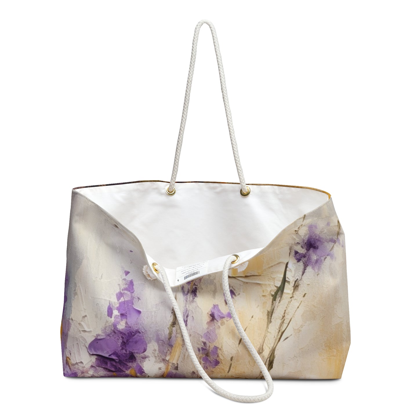 Expressive Lavender Drawing on Weekender Bag: A Symphony of Colors and Petals
