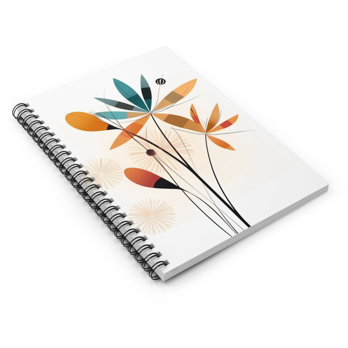 Vintage Flora: Flower Drawings and Midcentury Modern Aesthetics on a Spiral Notebook