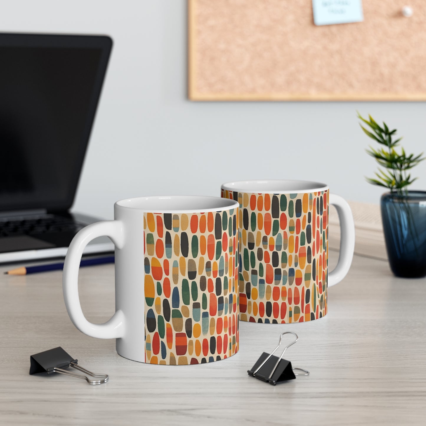 Primary Abstraction Ceramic Mug: A Fusion of Shapes and Colors Across Generations