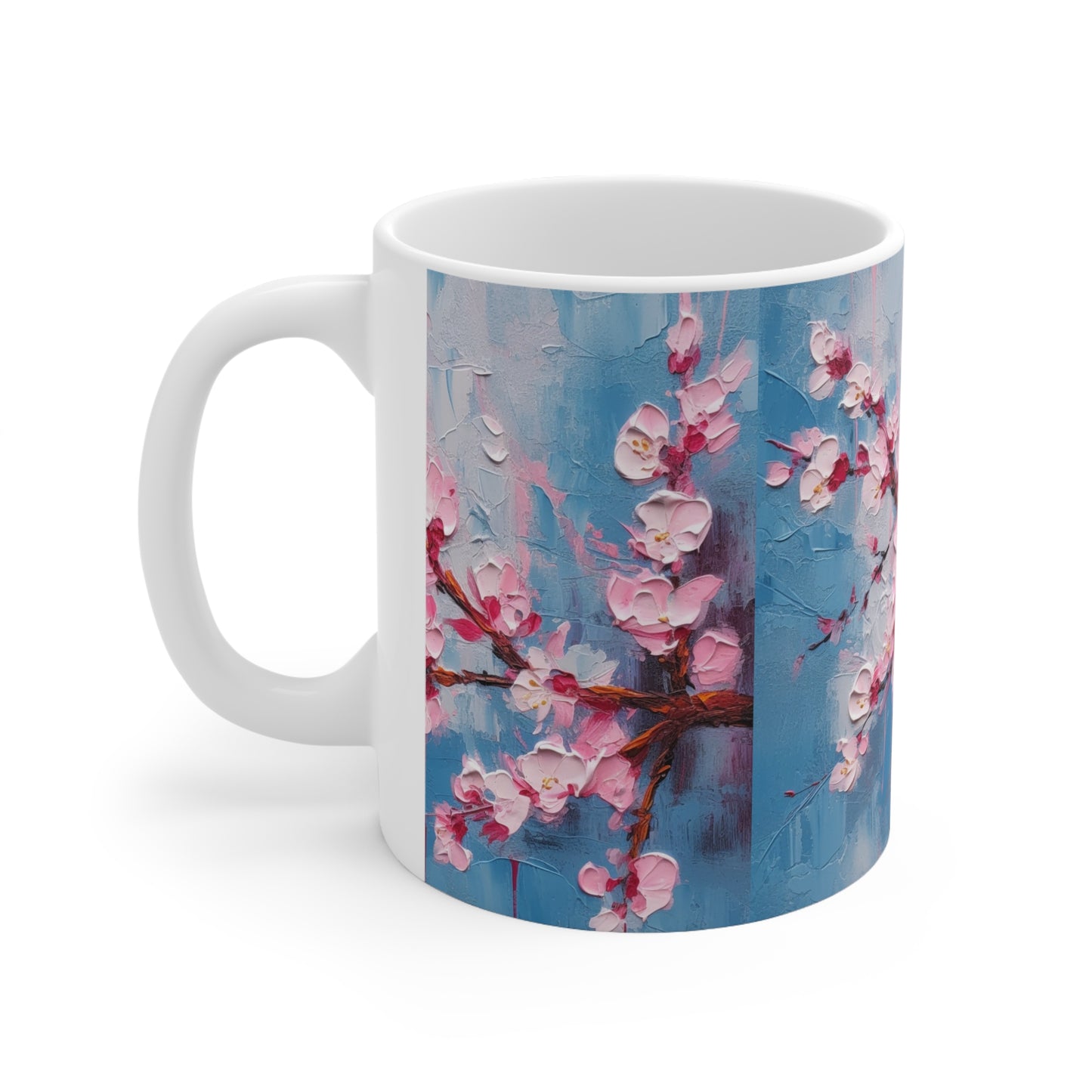 Ceramic Mug with Abstract Cherry Blossom Drawing: Embrace the Serenity
