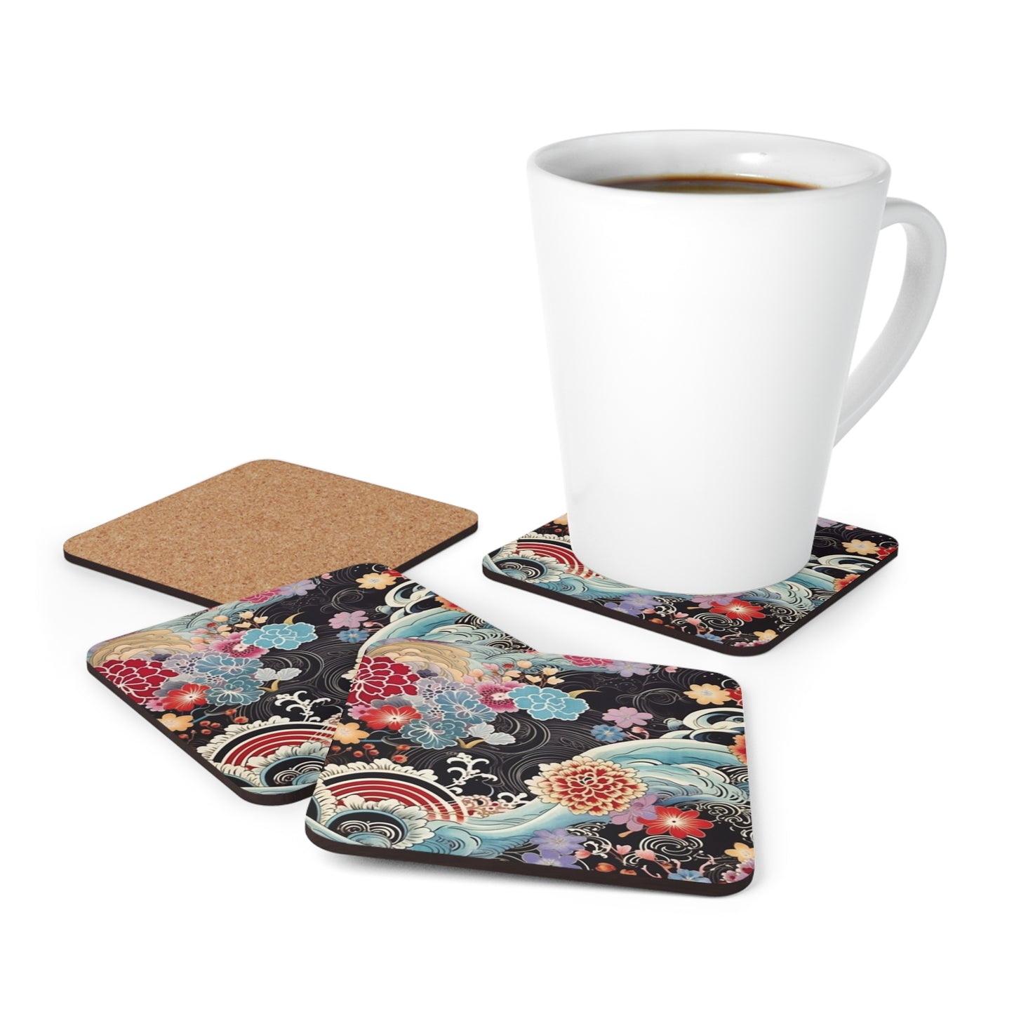 Authentic Japanese Kimono Corkwood Coaster Set: Embrace Tradition