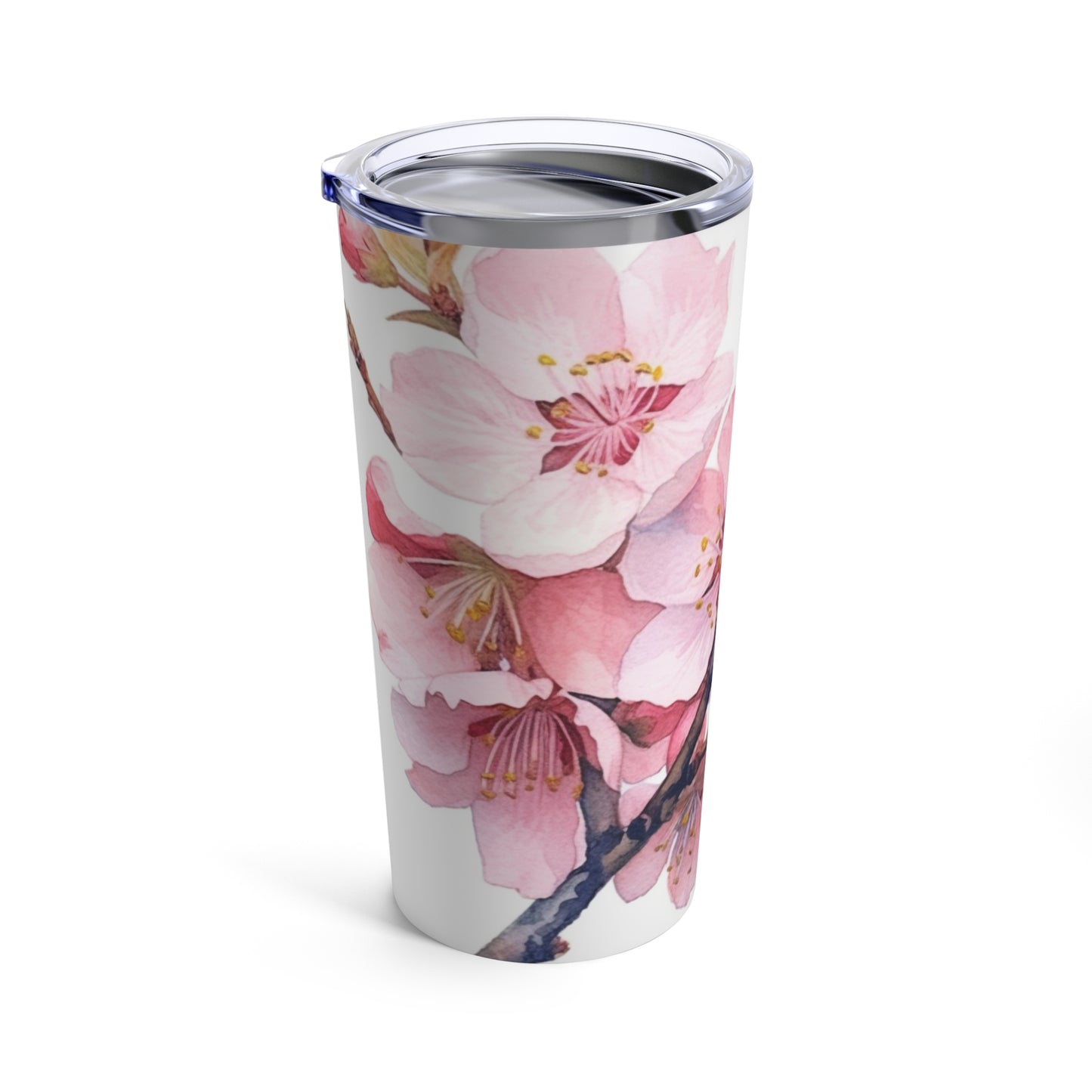 Whimsical Delight: Watercolor Cherry Blossom Tree Tumbler
