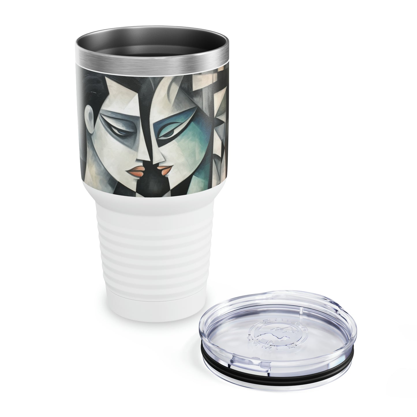 Artistic Finesse: Ringneck Tumbler with Cubist Art, Sip with Abstract Flair and Artistic Precision