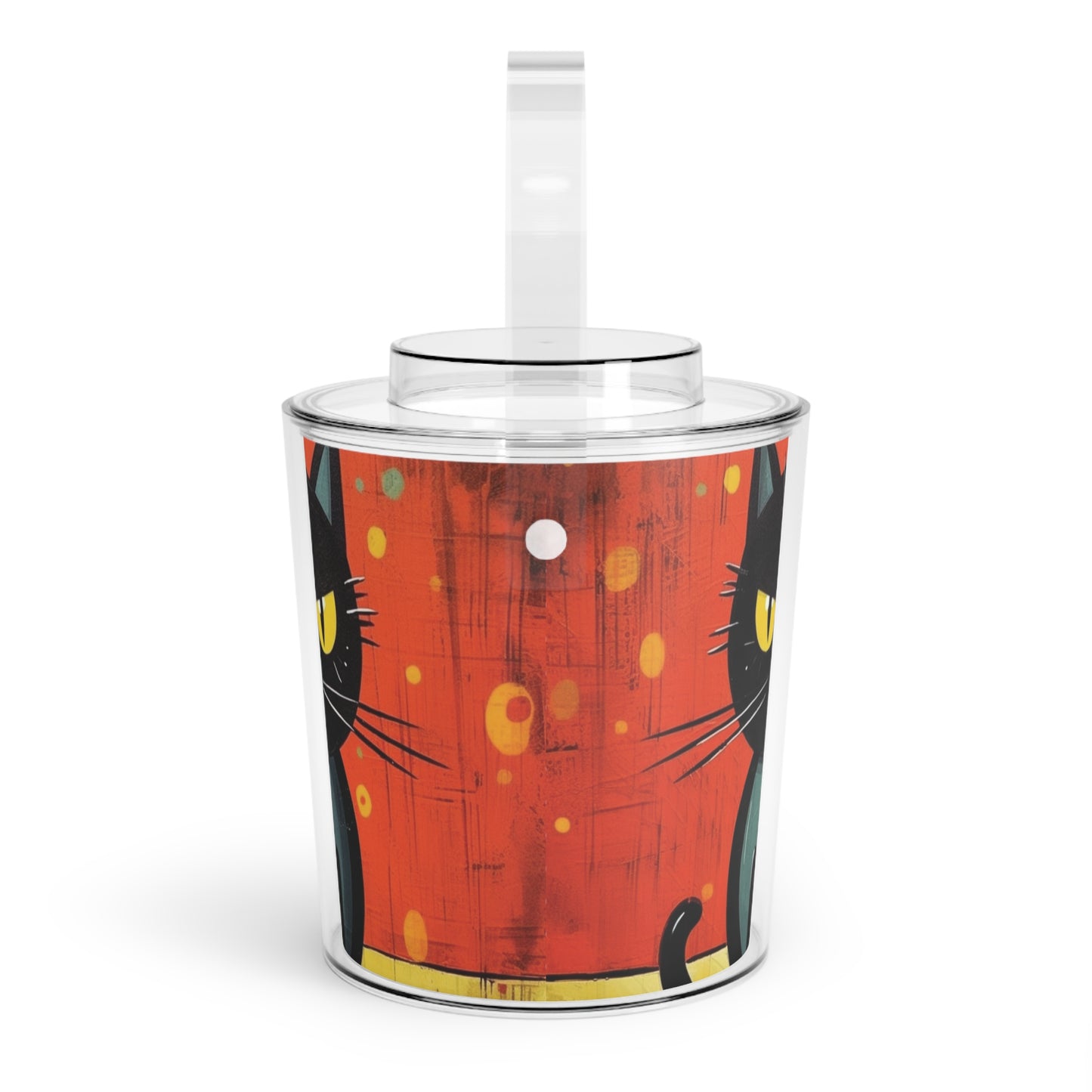 Fashionably Retro Feline: Midcentury Modern Ice Bucket with Tongs with a Vintage Cat-Inspired Flair