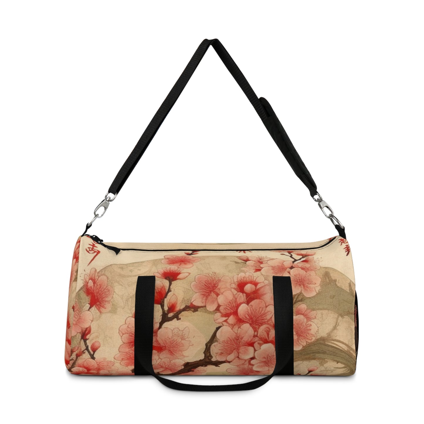 Whimsical Blossom Dreams: Duffel Bag with Delightful Flower Drawings and Cherry Blossoms
