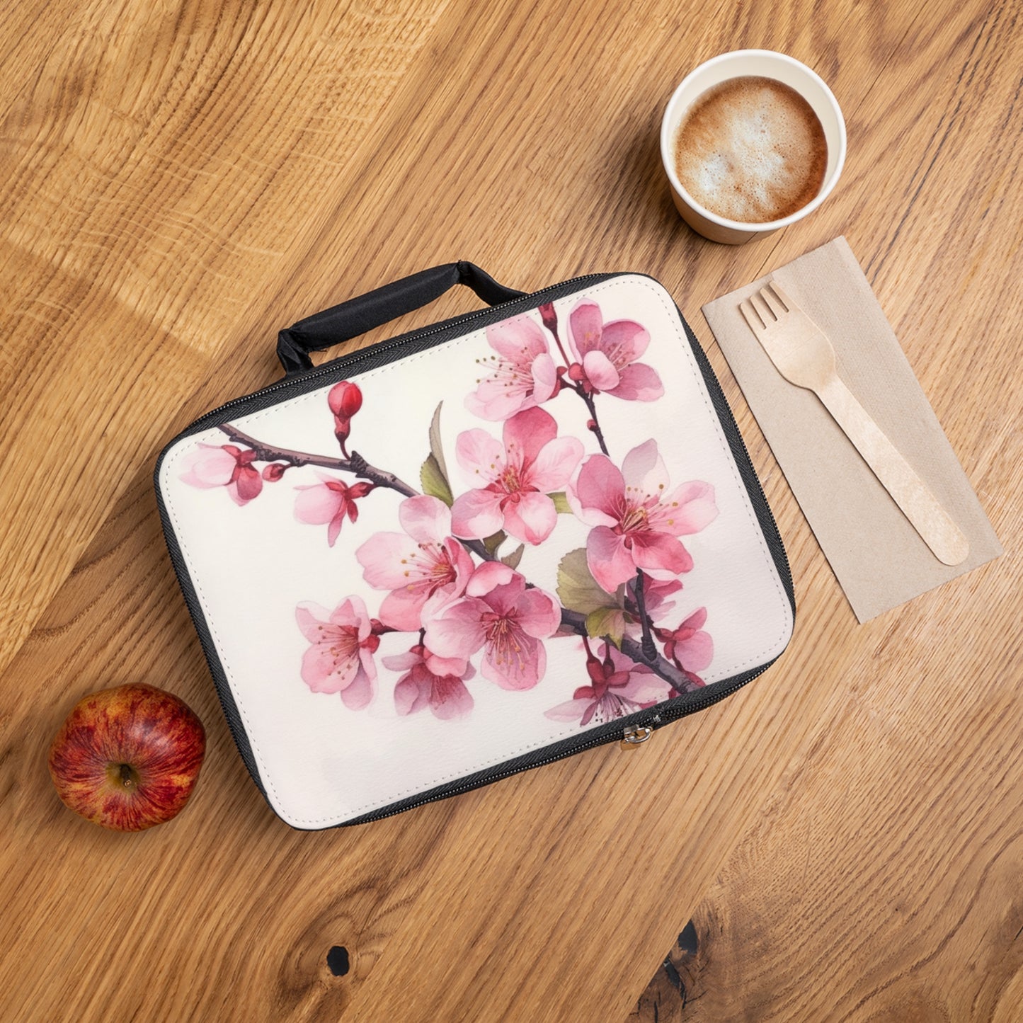 Artistic Flourish: Floral Watercolor Cherry Blossom Lunch Bag