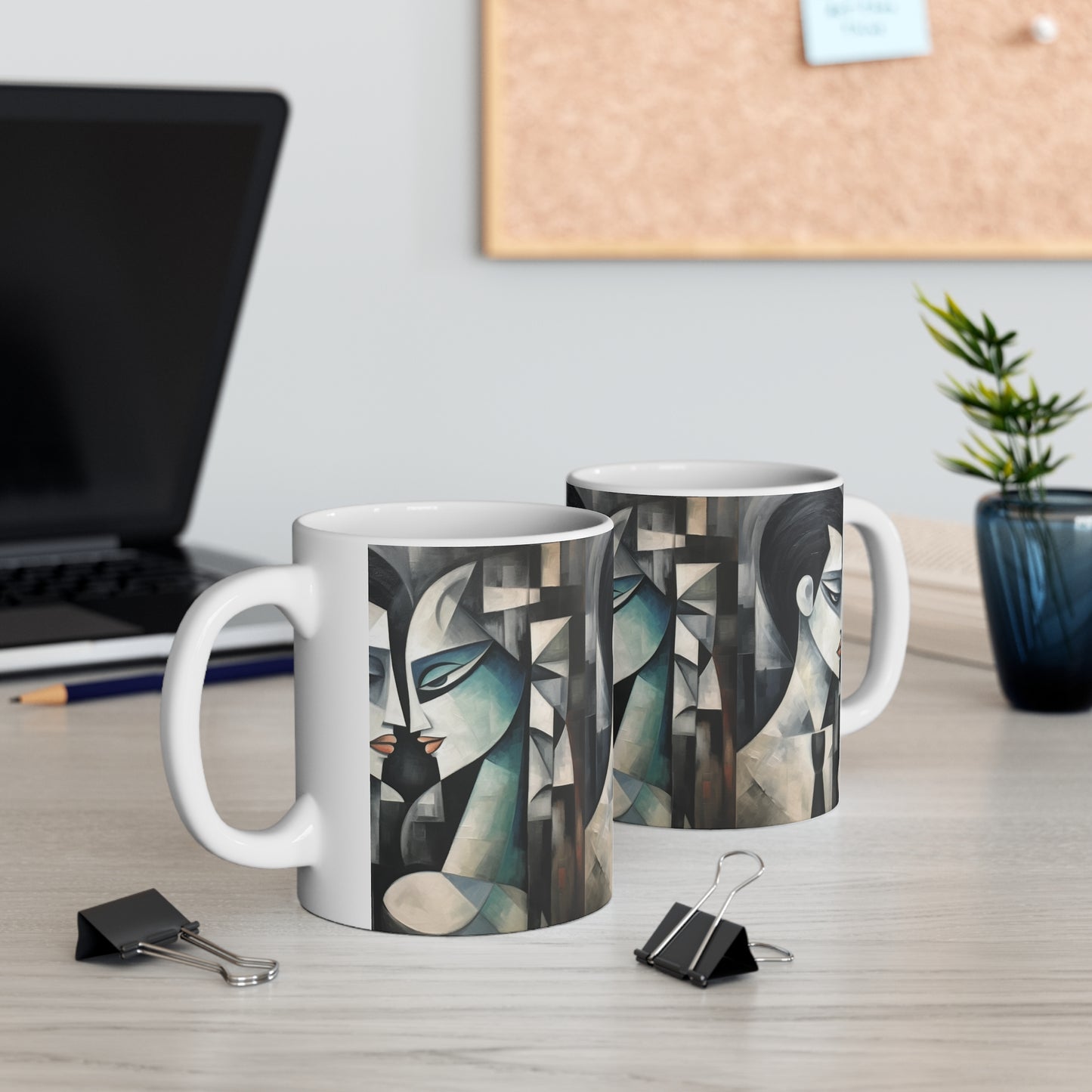 Ceramic Mug with Cubist Art: Artistic Finesse and Abstract Flair