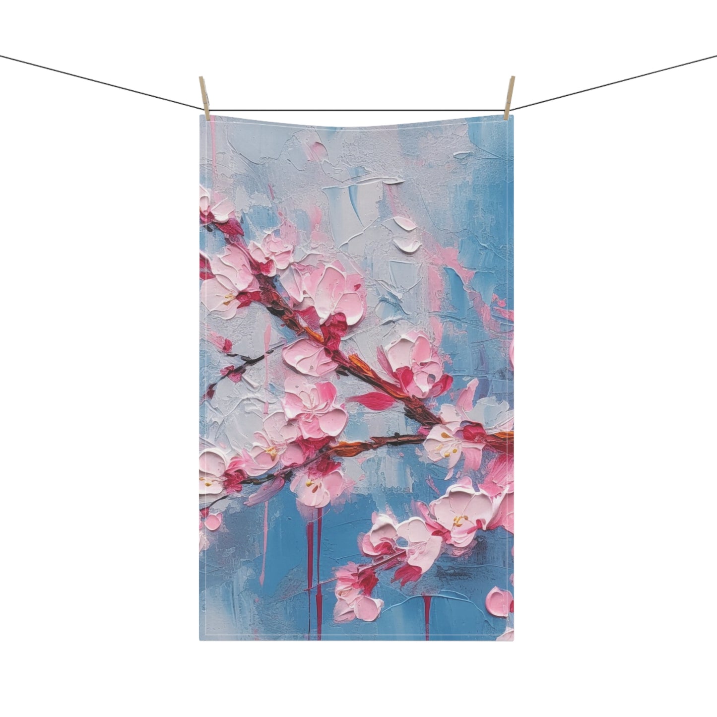 Kitchen Towel with Abstract Cherry Blossom Drawing: Embrace the Serenity