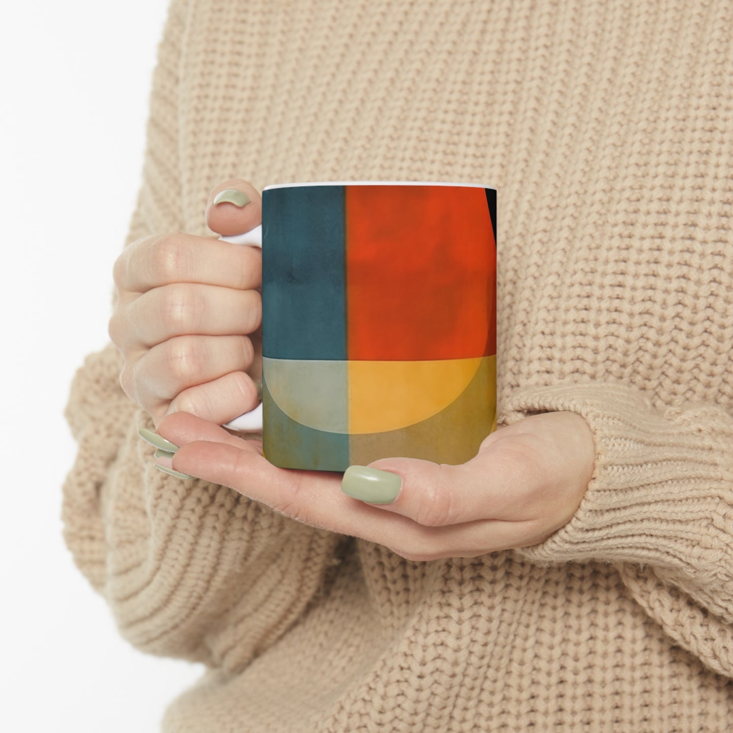 Sleek Geometric Style: Midcentury Modern Mug with Abstract Geometric Art