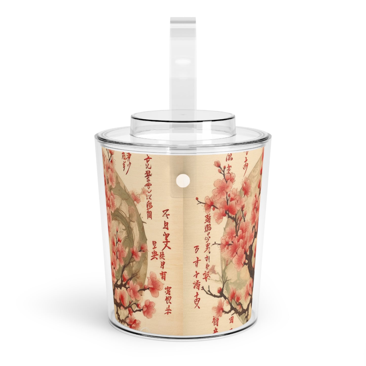 Whimsical Blossom Dreams: Ice Bucket with Tongs with Delightful Flower Drawings and Cherry Blossoms