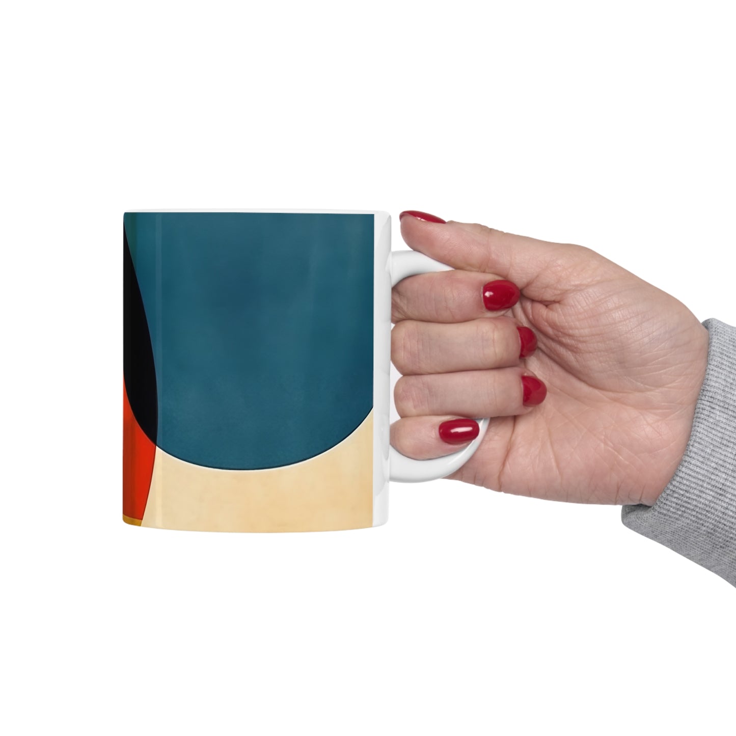 Sleek Geometric Style: Midcentury Modern Mug with Abstract Geometric Art