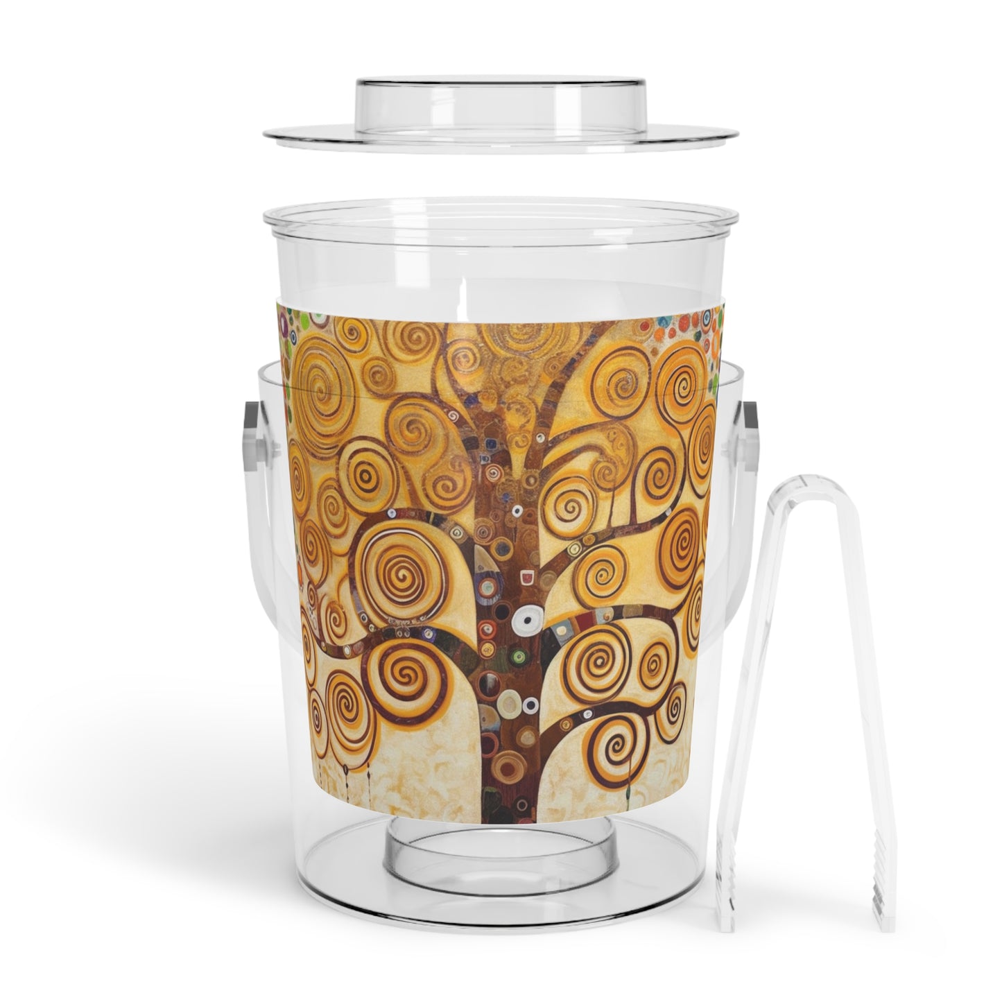Captivating Artistry: The Tree of Life Ice Bucket with Tongs, Inspired by Gustav Klimt's Timeless Masterpiece