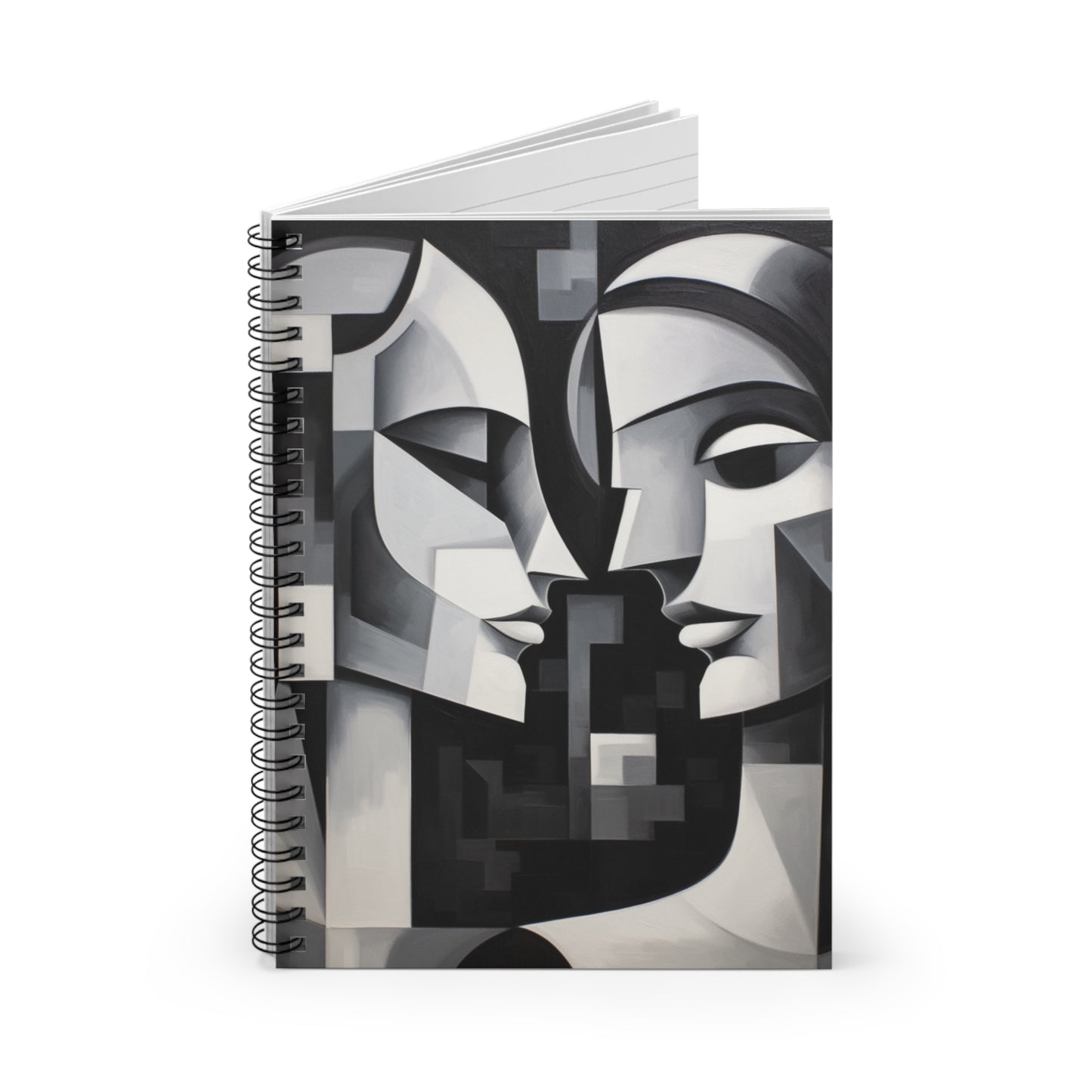 Abstract Backgrounds Spiral Notebook: Cubist Inspirations in Striking Contrasts