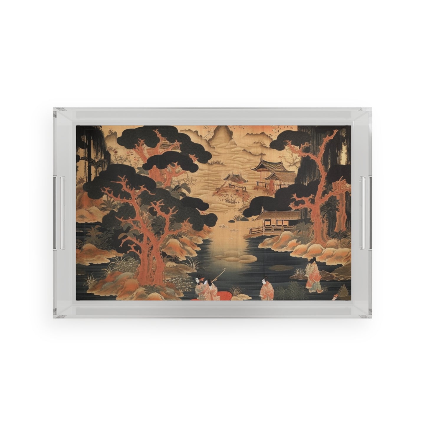 Custom Japanese Tapestry Acrylic Serving Tray: Your Personalized Artistic Statement