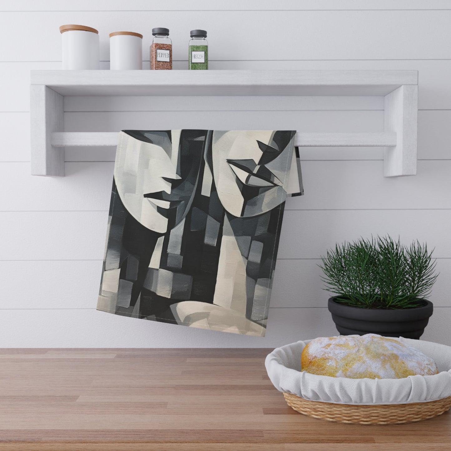 Abstract Oil Paint Kitchen Towel: Cubist Artistry in a Portable Masterpiece
