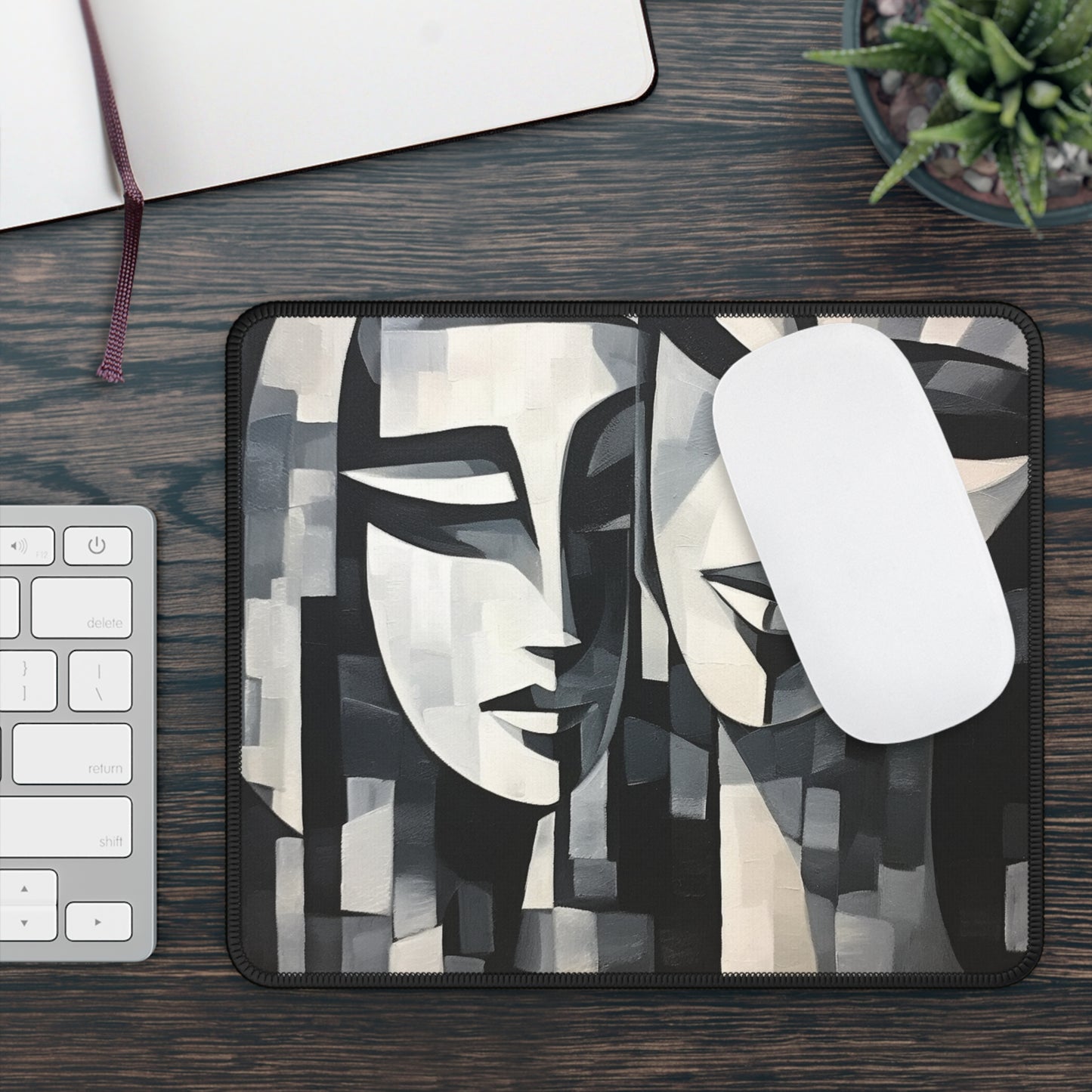 Abstract Oil Paint Gaming Mouse Pad: Cubist Artistry in a Portable Masterpiece
