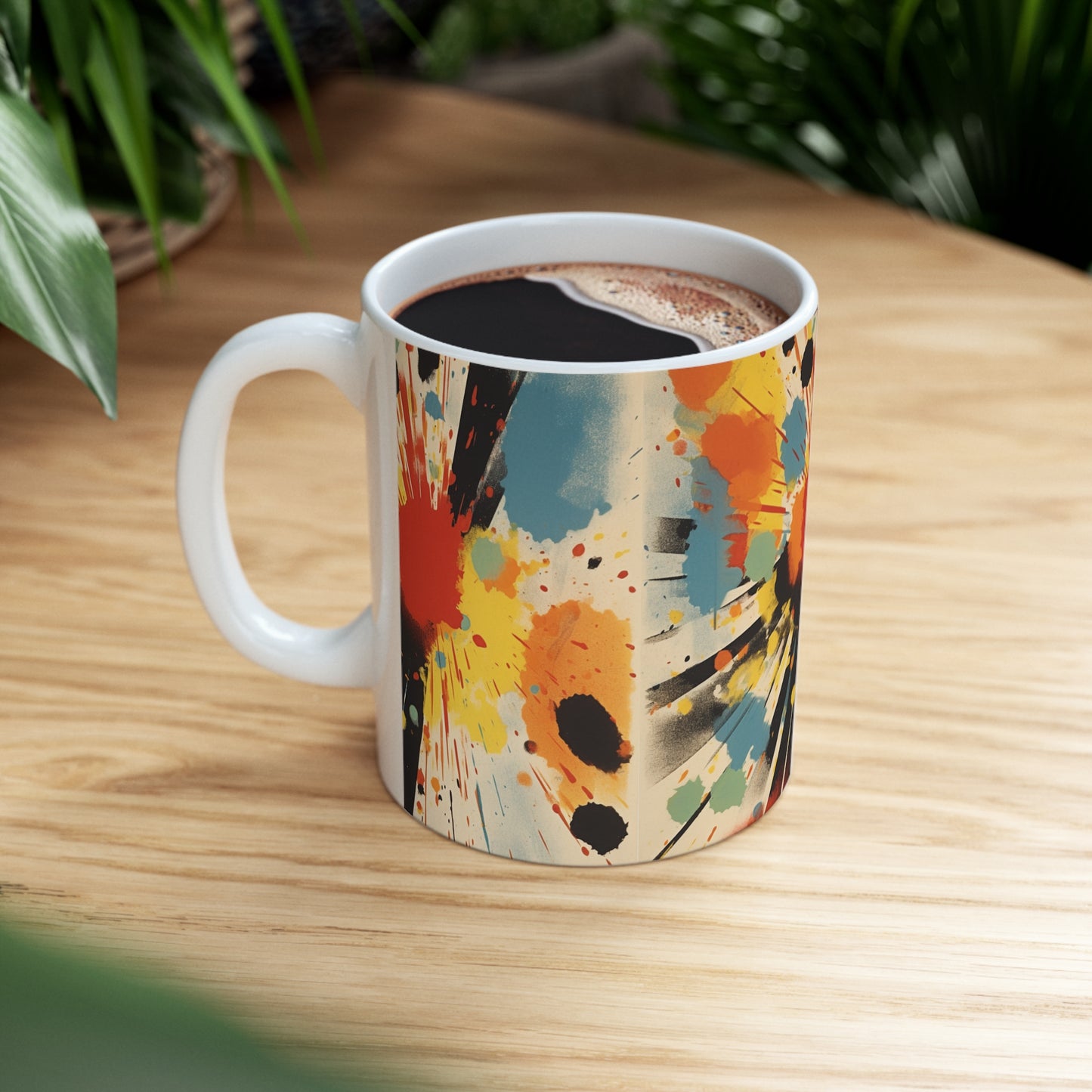Contemporary Abstract Ceramic Mug: Fusion of Gutai Inspiration and American Heritage
