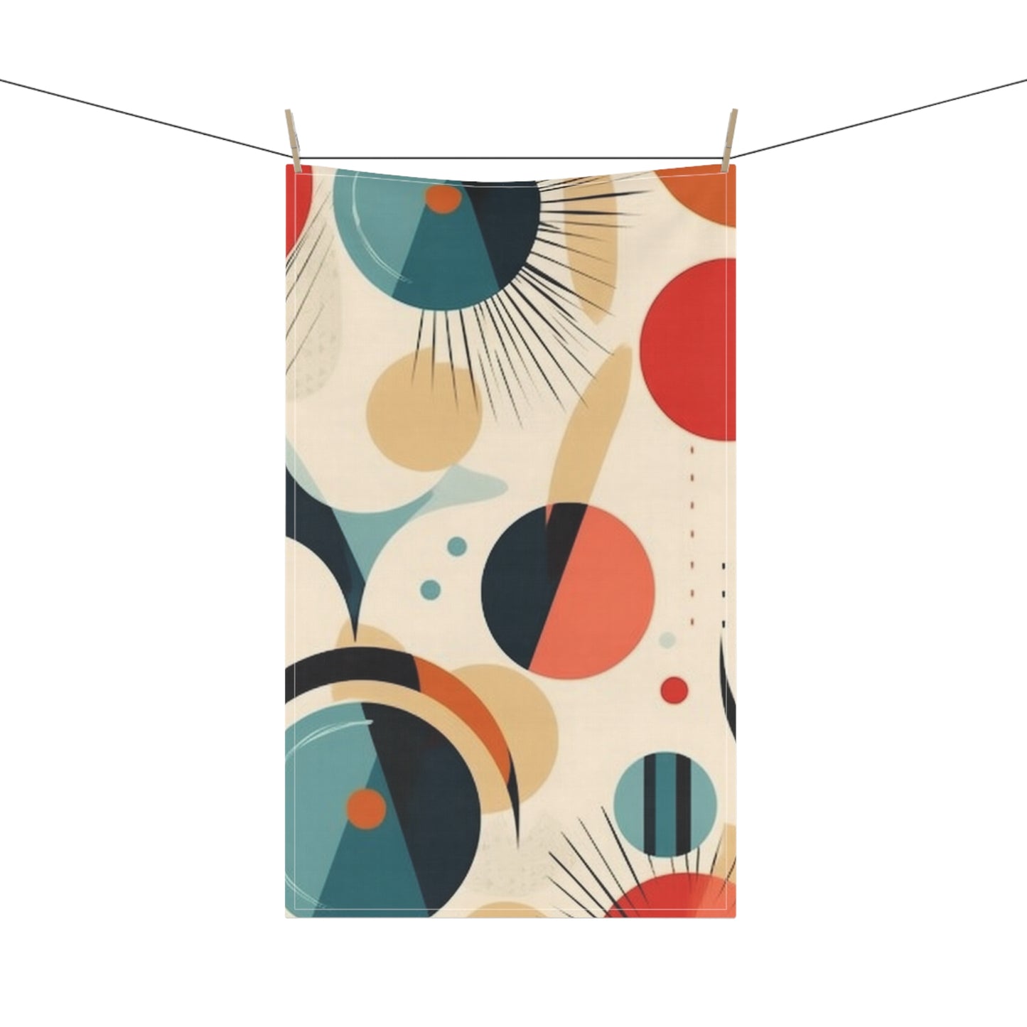 Abstract Elegance: Midcentury Modern Kitchen Towel with Modern Abstract Art and Vintage Fashion