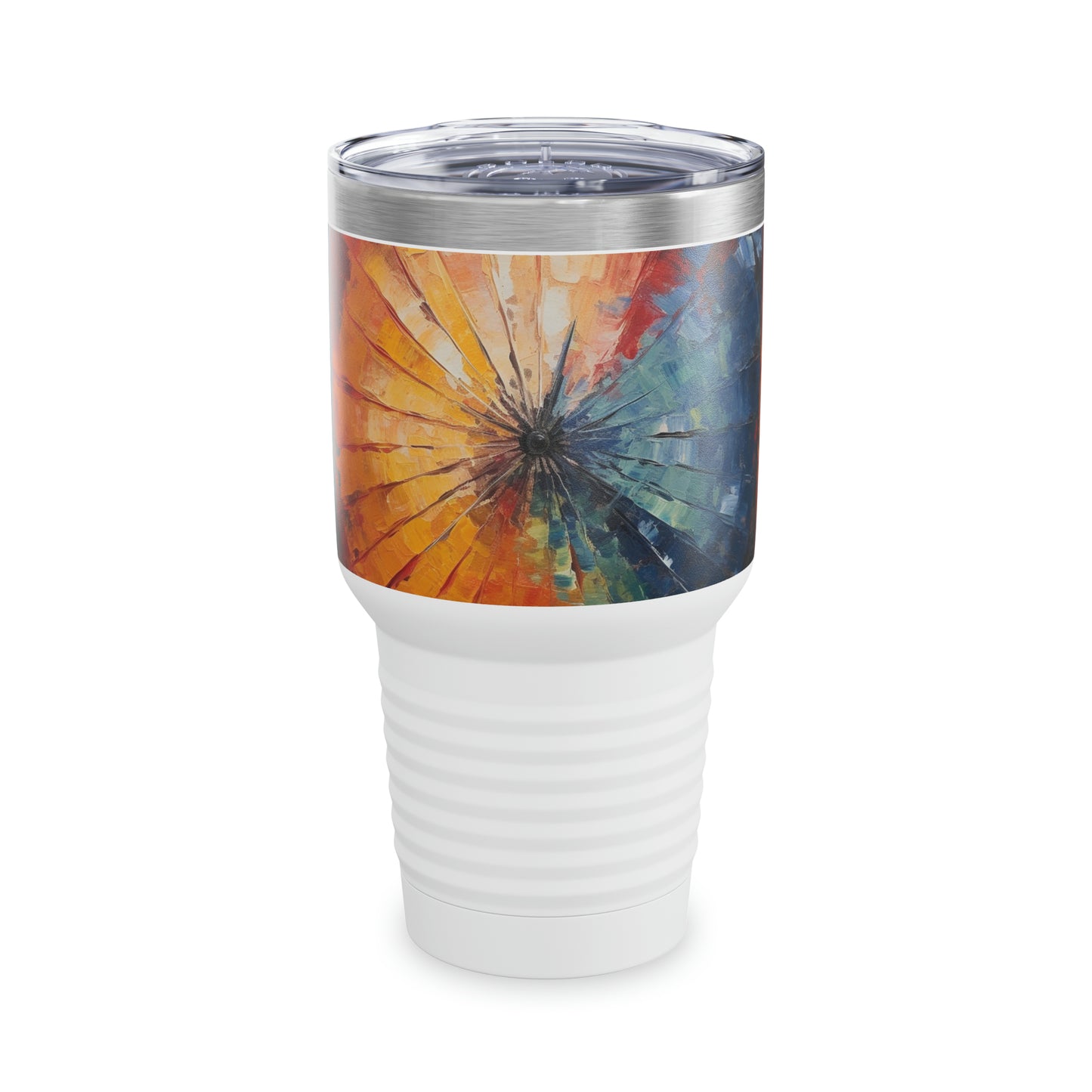 Reflecting Creativity: Abstract Art Ringneck Tumbler, Japanese Umbrella Edition, A Canvas for Your Imagination