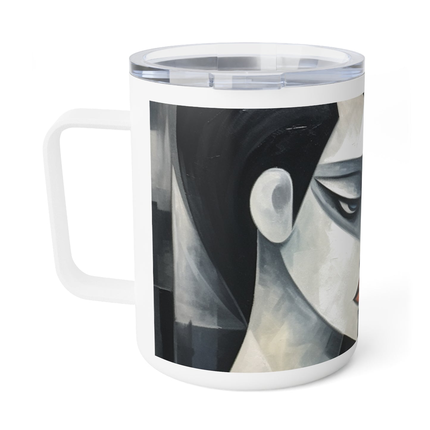 Insulated Coffee Mug with Cubist Art: Artistic Finesse and Abstract Flair