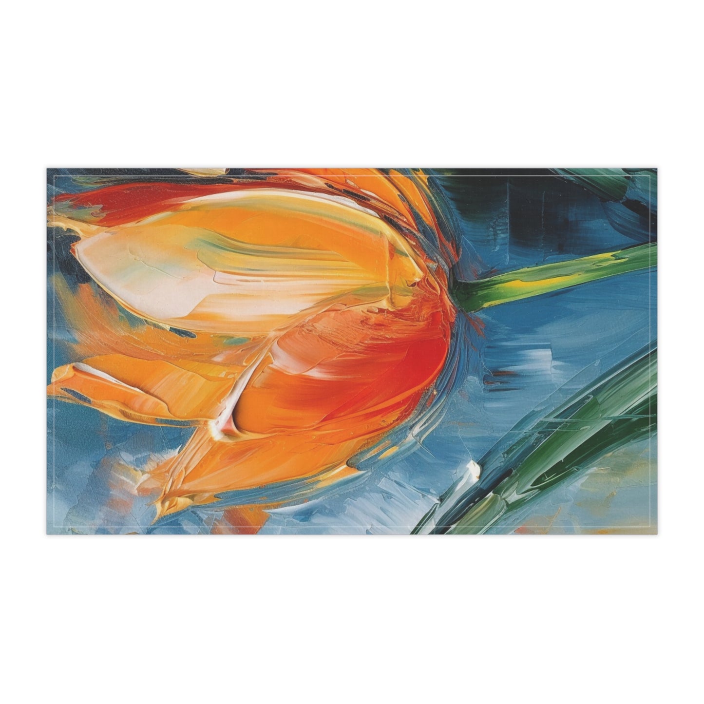 Orange Tulip Magic on Kitchen Towel: A Blossoming Artistic Delight