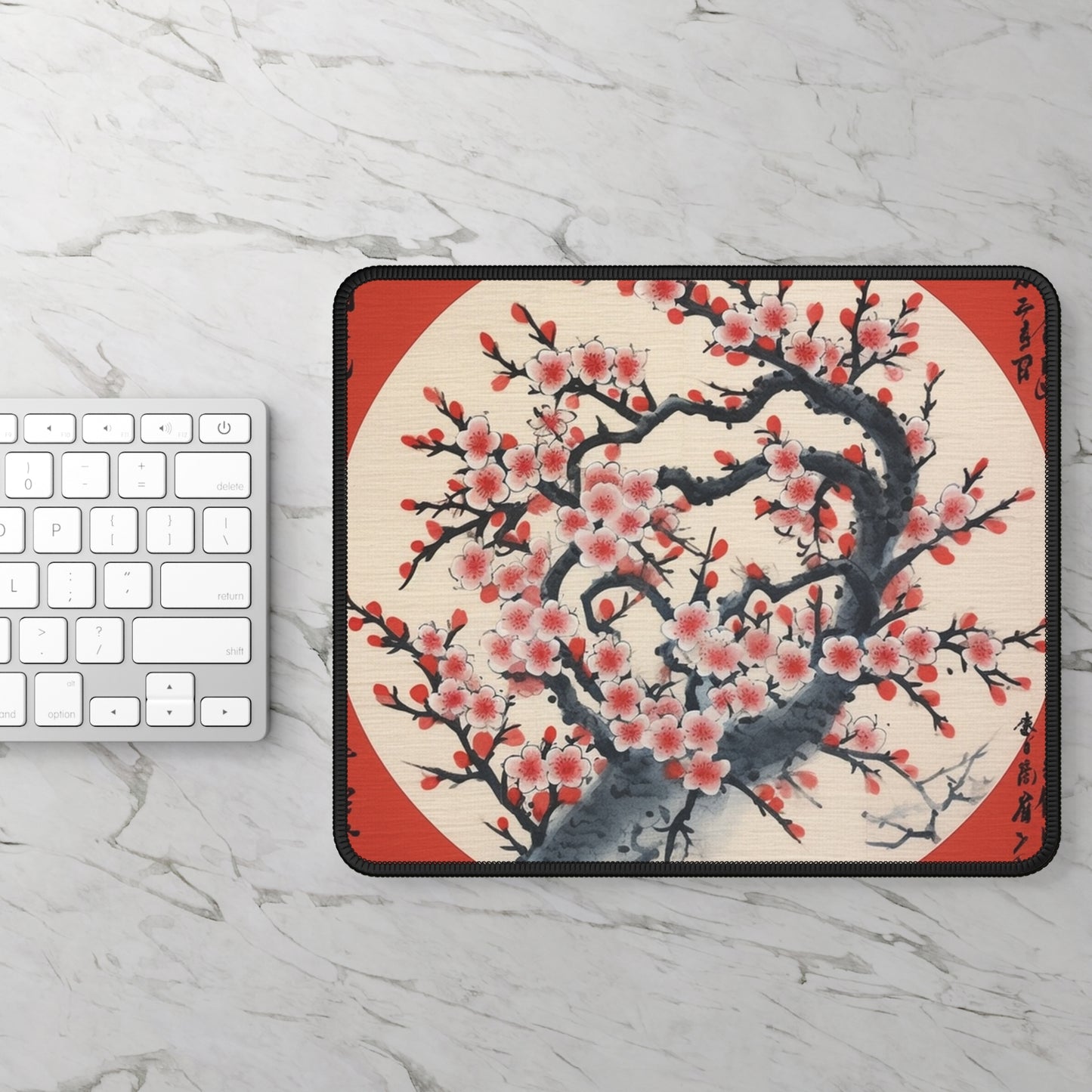 Enchanting Petal Symphony: Gaming Mouse Pad Celebrating Cherry Blossom Tree Drawings
