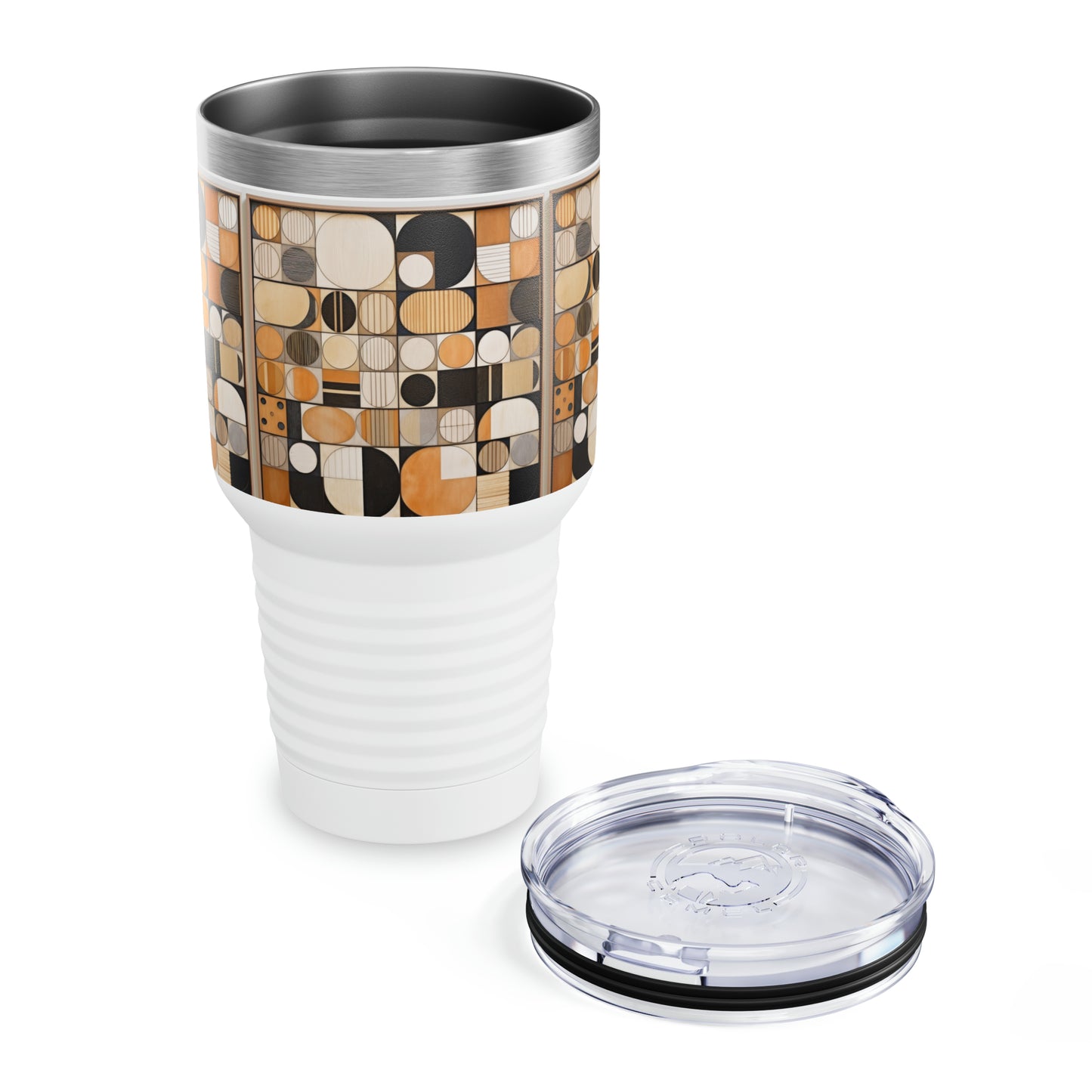Whimsical Circles: Artistic Mosaics on a Ringneck Tumbler