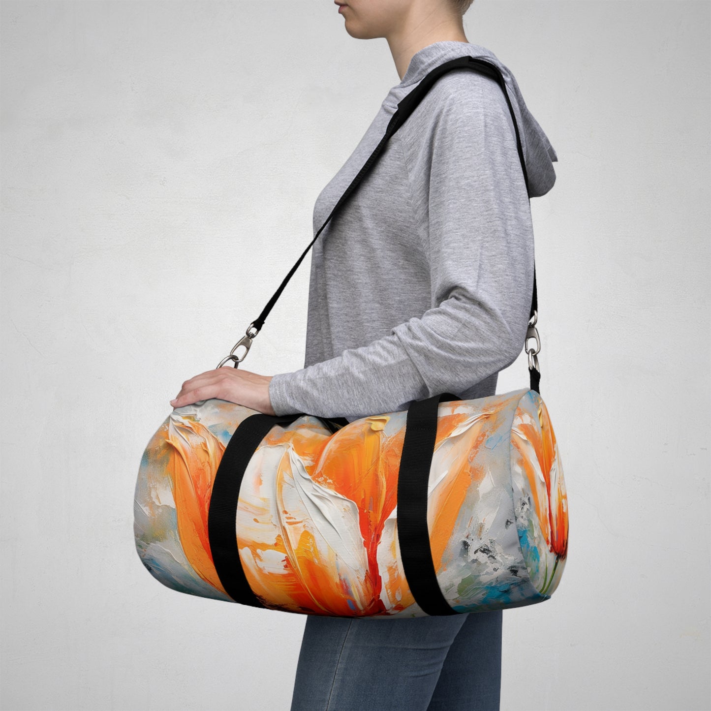 Duffel Bag with Vibrant Orange Tulip: Embrace the Beauty of Nature