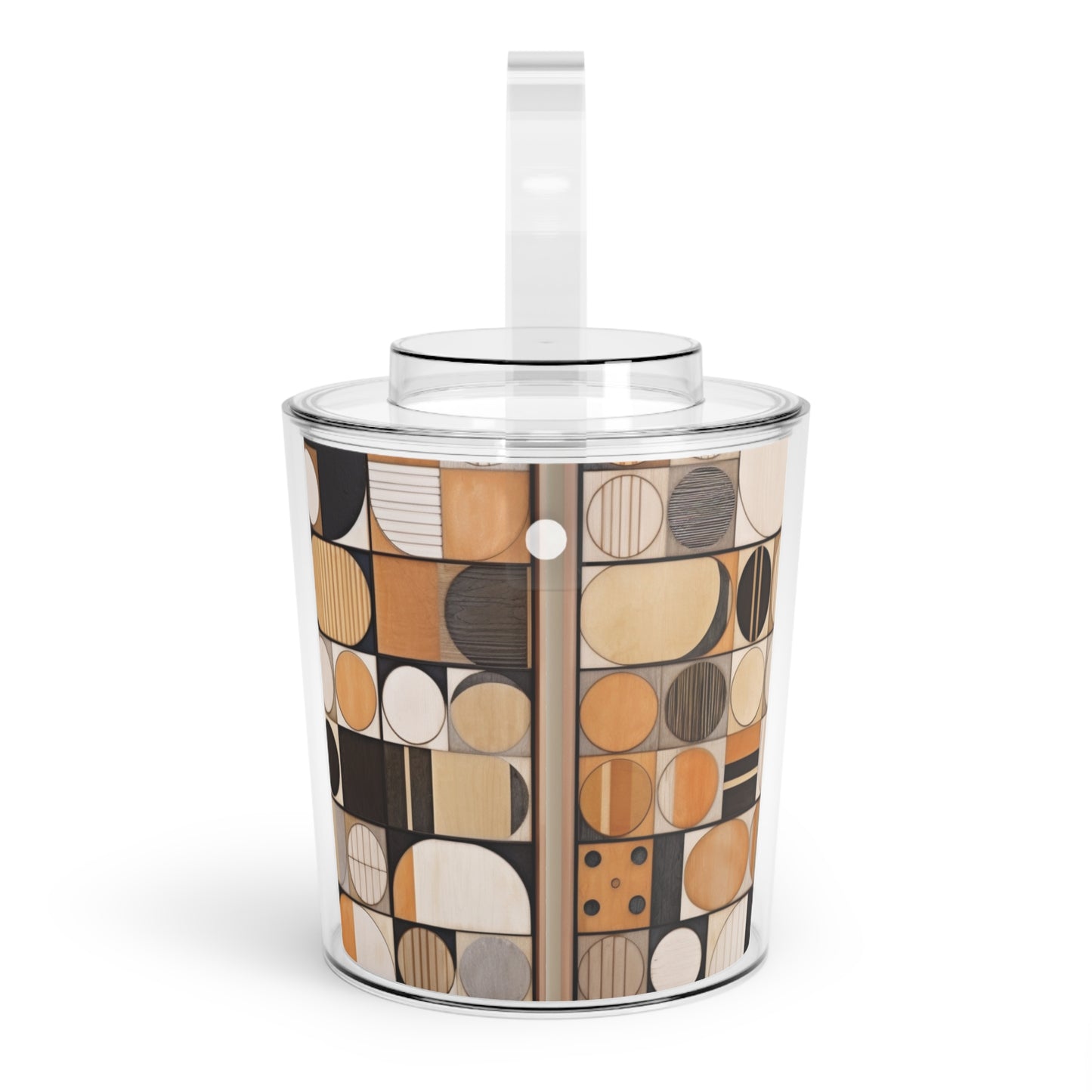 Earthy Elegance: Geometric Ice Bucket with Tongs