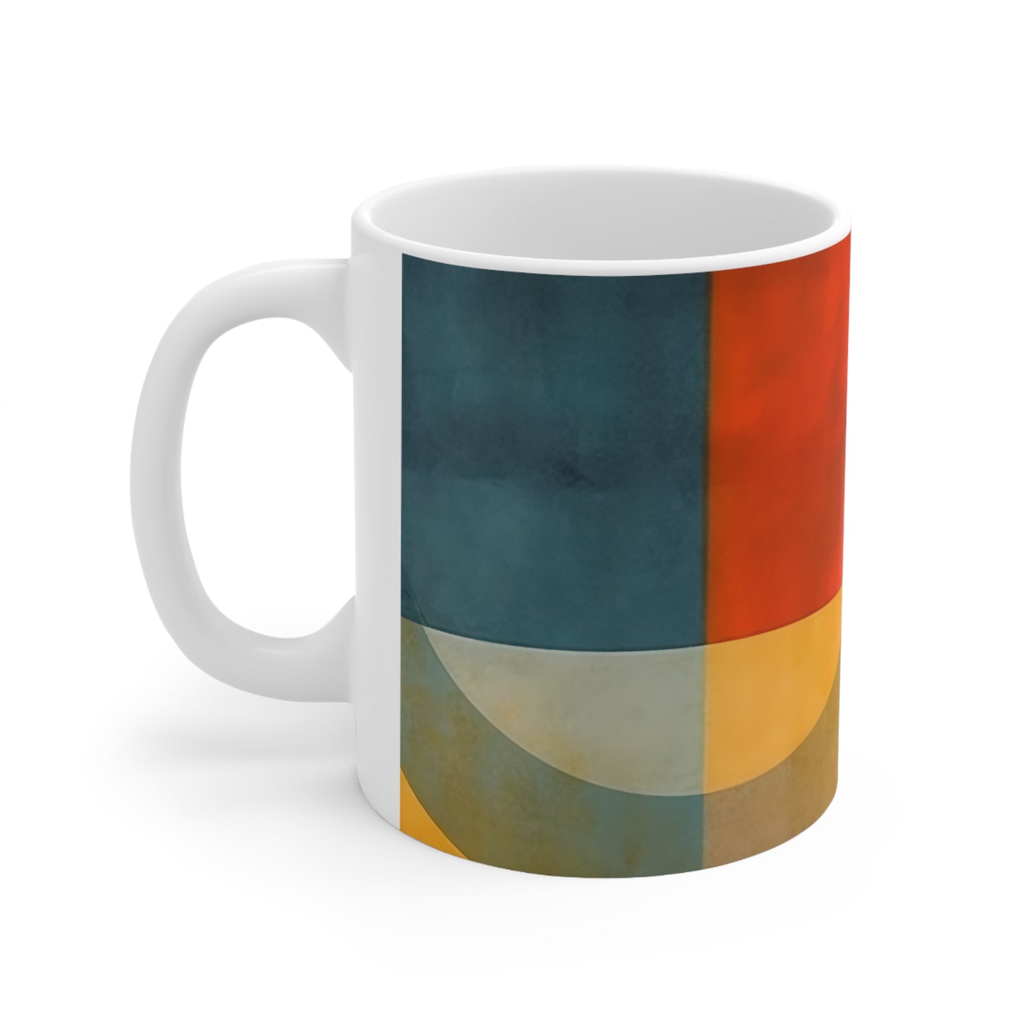Sleek Geometric Style: Midcentury Modern Mug with Abstract Geometric Art