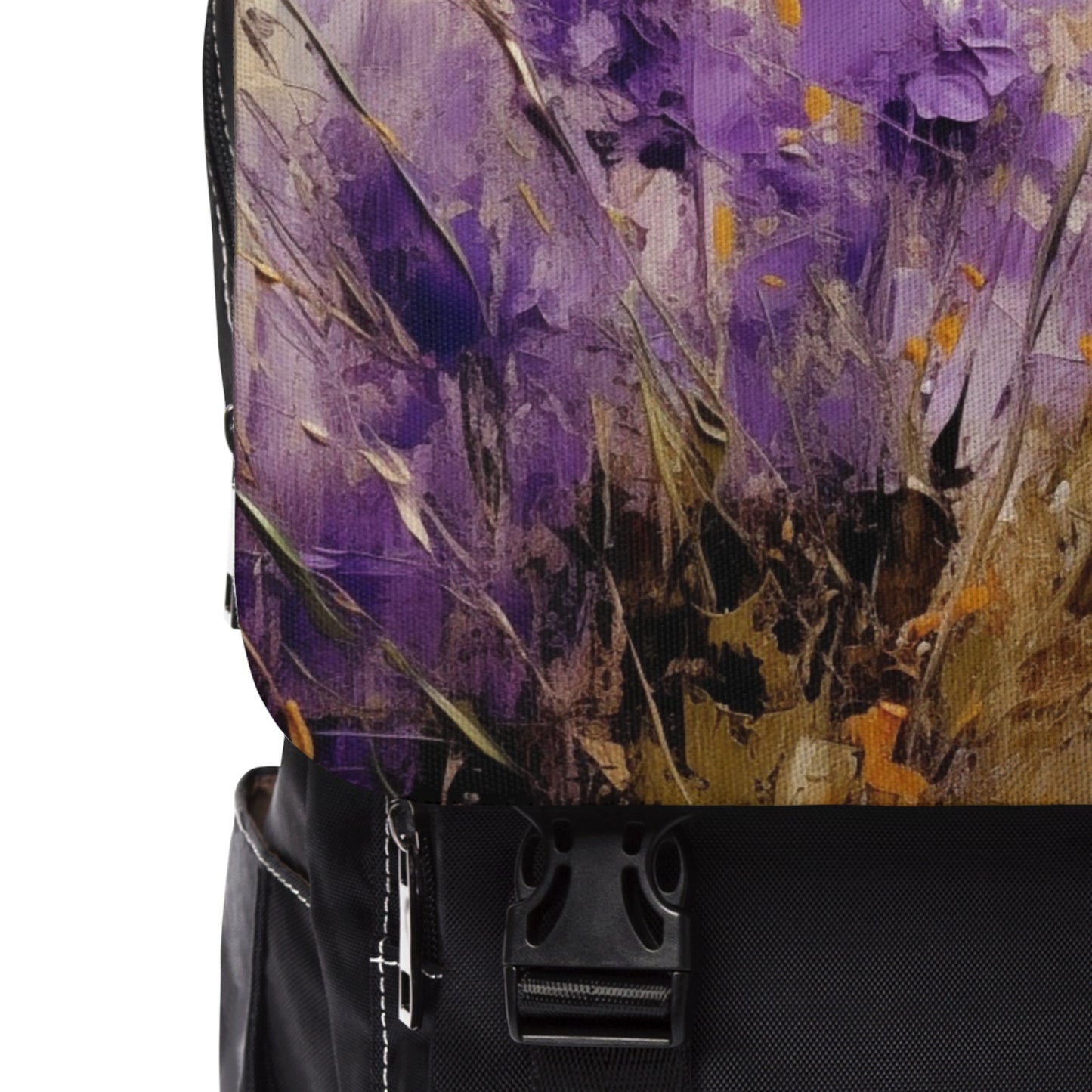 Expressive Lavender Drawing on Unisex Casual Shoulder Backpack: A Symphony of Colors and Petals