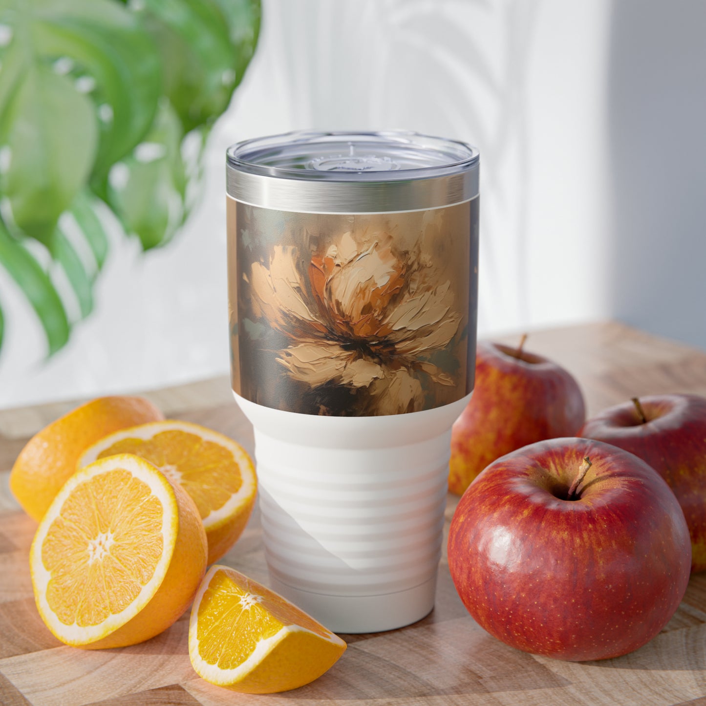 Artistic Reverie: Ringneck Tumbler with Tan Hua-Inspired Abstract Elegance