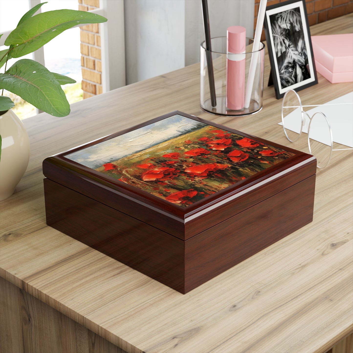 Abstract Poppy Fields: Jewelry Box for Artistic Inspiration